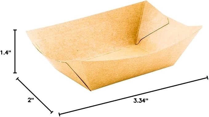 Restaurantware-Bio Tek 6 Ounce Boat Paper Boats, 50 Disposable #40 Food Trays - PE Lining, Durable, Kraft Paper Food Baskets, For Concession Stands, Picnics, or Fairs, Stackable - Image 7
