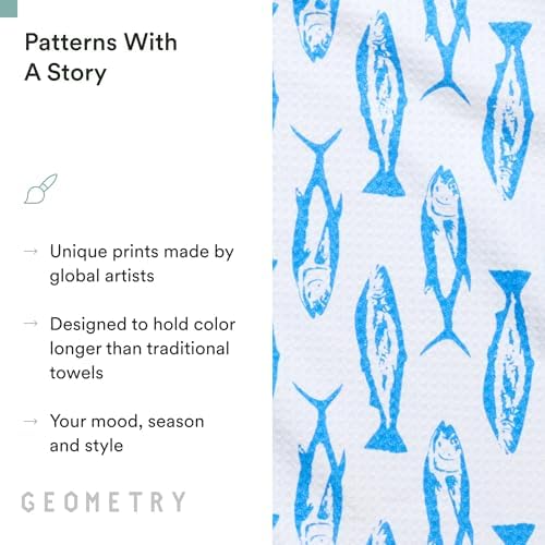GEOMETRY Tea Towels – Spring & Summer Collection – Quick-Dry, Ultra-Absorbent, Reusable Microfiber Kitchen Towels for Drying & Cleaning - Coastal Catch - 1 Pack - Image 5