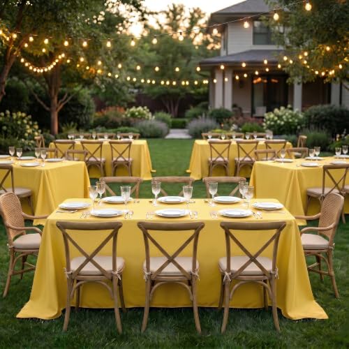 Fitable 6 Pack Yellow Tablecloths for Rectangle Tables, 90 x 132 Inch - Image 2