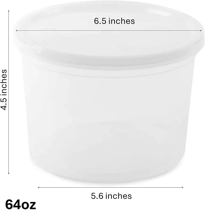 64 Oz Heavyweight Plastic Deli Containers with Airtight Lids | BPA Free Storage Cups for Soup Meal Prep Leftovers Takeout | Microwave Freezer Safe Reusable Containers | 200 Pack - Image 2