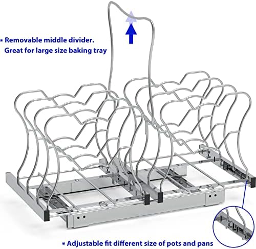 Simple Houseware Under Cabinet Pull Out Sliding Shelf Organizer, Chrome - Image 3