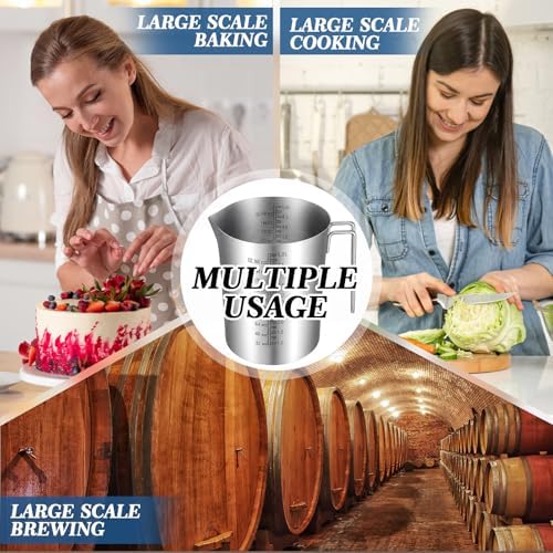 5L Stainless Steel Measuring Pitcher, 169oz Food Grade 304 Metal Measuring Cup with Handle and Dual-sided Scale, Large Capacity Stovetop-safe Container for Baking, Brewing, Cooking, Restaurants - Image 5