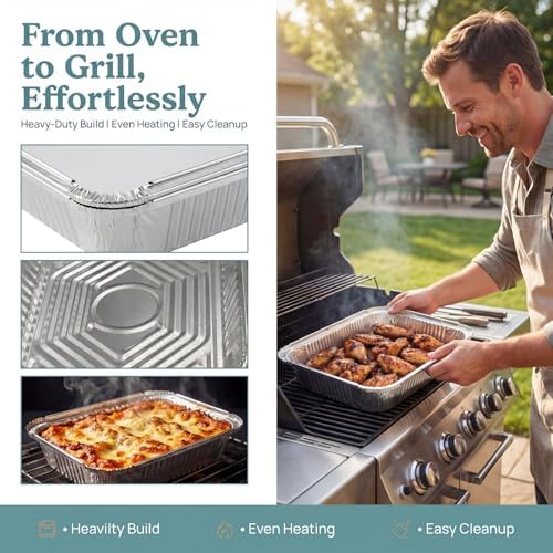 60 Pack Disposable Aluminum Pans with Lids, 10x7.5 and 7.3x5.3 Square 6.9x4.3 Square Combo Set, Disposable Baking and Cake Pan - Image 6