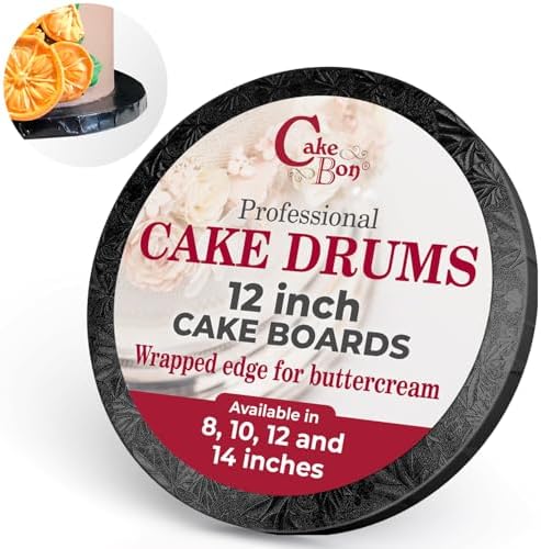 Cakebon Cake Boards 12" Black Round Cake Drums 1/2" Wrapped Edge 3Pack | 12 Inch Cake Drum, Cake Drums 12 Inch, Base para Pastel, Cake Base Board, Cake Rounds, Cake Boards 12 Inch Round by Cakebon