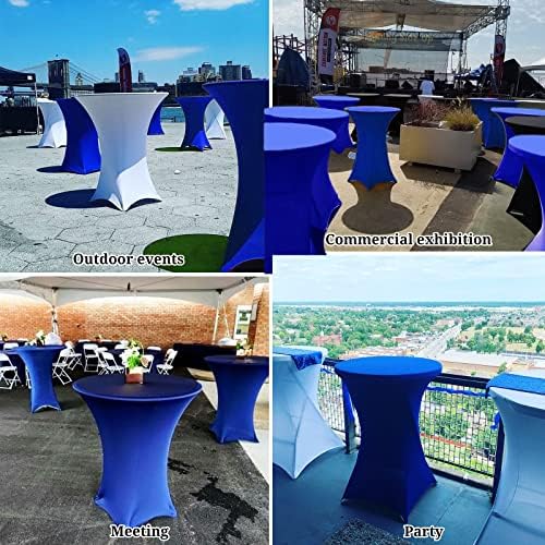 Pesonlook 6 Pack Royal Blue Cocktail Spandex Table Cover,32x43 Inch - Image 6