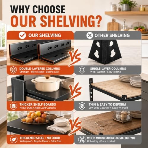 3 Tier Kitchen Storage Shelves, Adjustable Pot and Pan Storage Organier - Image 6
