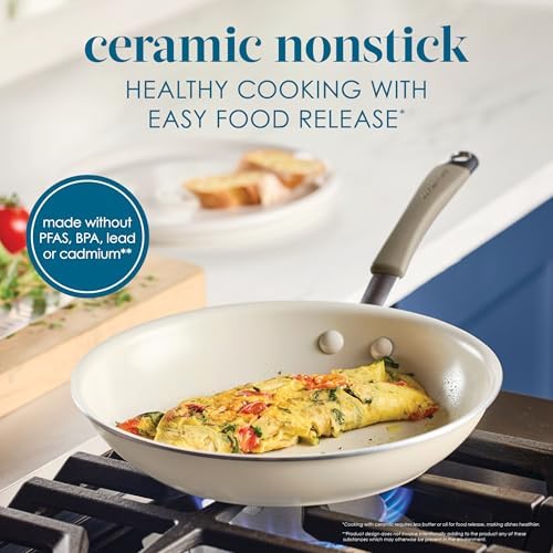 Rachael Ray Cucina Ceramic Nonstick Cookware Pots and Pans Set, 13-Piece, Almond - Image 3