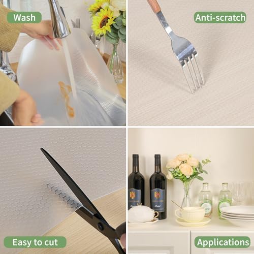 Shelf Liners 20 inch x 20 ft Kitchen Cabinets Liner Non-Stick Drawer Liners Drawer Mats EVA Protector Shelving Cupboard Lining (Clear, 20 inch x 20 ft) - Image 3