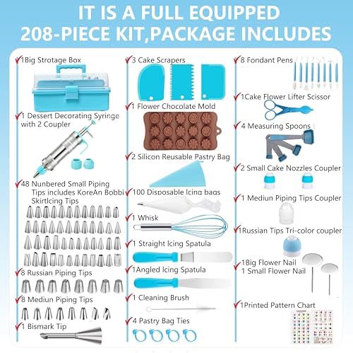 208PCS Cake Decorating Kit with Icing Dispenser Gun for Beginner - Image 2