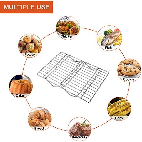 P&P CHEF 5-Tier Stainless Steel Cooling Rack, 16.5" x 11.4", Silver | Stackable Baking Cooking Racks for Cooling Roasting Grilling, Collapsible & Heavy Duty, Oven Safe & Easy Clean - Image 5
