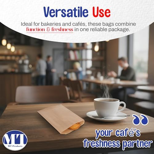 MT Products Kraft Cookie Bags 6.5" x 8" - Disposable Grease Resistant Bakery Paper Bags - Pack of 100 - Image 3