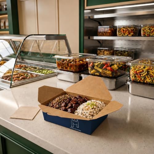 Restaurantware 71 oz Paper Rectangle 3 Bio Box Take Out Container, 50 Ct - Image 3