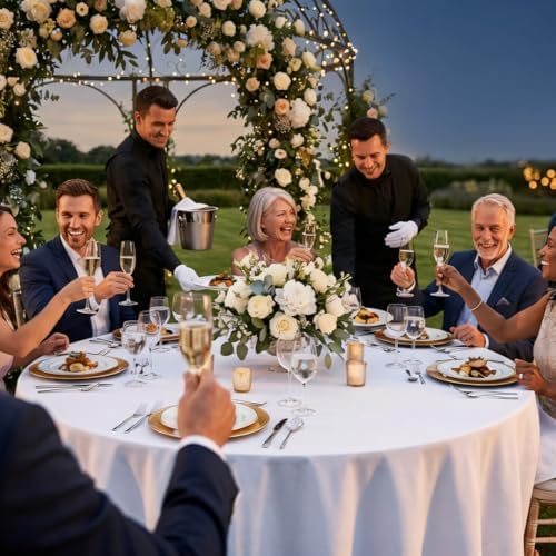 8 Packs 108 Inch White Round Tablecloth - Image 4