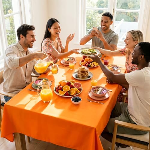 8 Pack Orange Tablecloth Rectangle 60 x 102 Inch for 6 Foot Table - Image 3