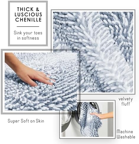 Clara Clark Bathroom Accessories Set - Bathroom Set, Bathroom Sets with Shower Curtain and Rugs, Shower Curtain Set with Bathroom Trash Can - Ombre Navy - 22PC - Image 6