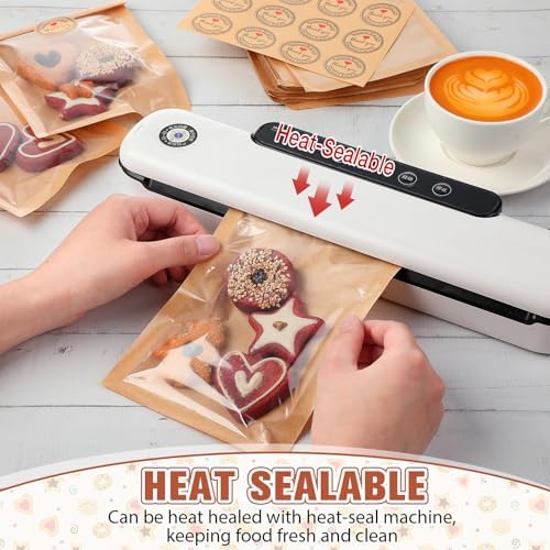 Fullhawl 720 Pcs Brown Heat Sealable Bakery Cookie Bags with Window 5.1x7.5 Inch Grease Resistant Kraft Bakery Pastry Bags with Thank You Stickers for Packaging Donut Bread Good Sandwich Baked Treat - Image 4