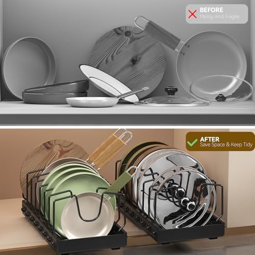 Pull Out Pot Lid Organizer, Cabinet Pan Rack, 10 Dividers - Image 4