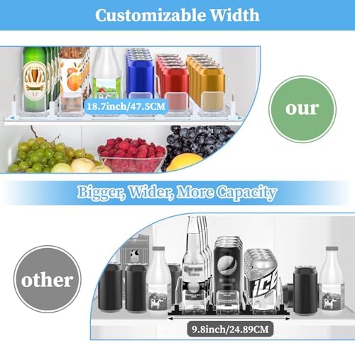 Drink Organizer for Fridge - Double Spring Loaded Self Pushing Refrigerator Organizing Soda Holder Rack 6 Rows, 15 inch Automatic Beverage Bottle Tray - Image 4
