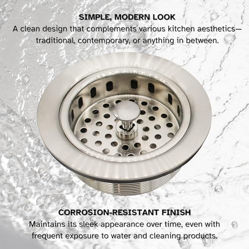 Westbrass A214-07 3-1/2" Post Style Large Kitchen Sink Basket Strainer, Satin Nickel - Image 6
