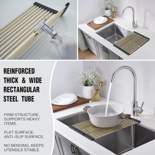 Foldable Over Sink Dish Drying Rack, 304 SUS with Cuttable Silicone Edge - Image 5