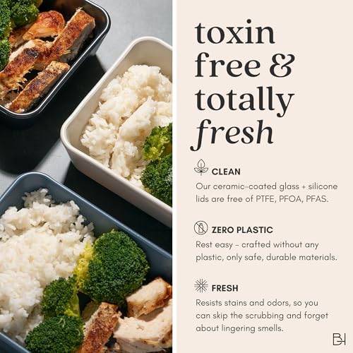 Glass Food Storage Container with Lid, 11-Cup Large Rectangle | Microwave-Safe Airtight Lid, Oven-Safe Ceramic-Coated Glass | Zero Plastic, No PFAS/PFOA/BPA, Reusable [Pine] - Image 3