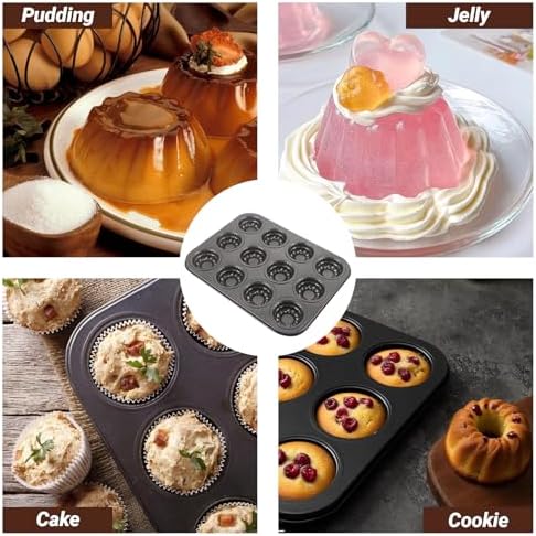 2 Pack Nonstick Mini Bundt Cake Pans, 12-Cavity Carbon Steel Baking Mold for Muffins, Brownies, and Mini Cakes, Send Goods from Local Warehouse - Image 5