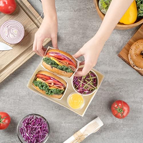 Restaurantware Bio Tek 8.4 x 6 x 3.5 Inch Burger Trays 100 Disposable Paper Food Trays - Recyclable Sturdy Newsprint Paper Movie Snack Trays For Meals Snacks And Baked Goods - Image 5