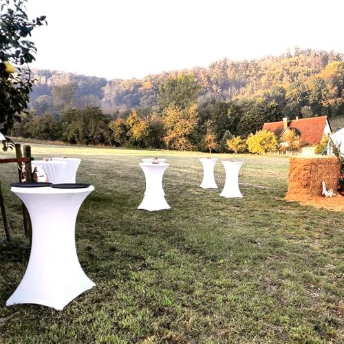 Pesonlook 10 Pack White Cocktail Spandex Table Cover,32x43 Inch - Image 2
