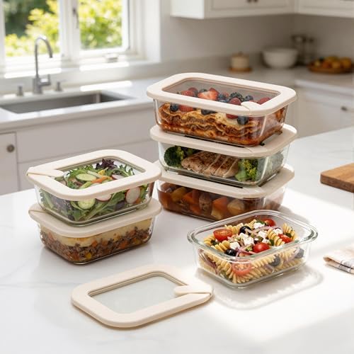Urban Green Glass Food Storage Containers with Glass Lids, Microwave Safe Food Container Set, Aitight Meal Prep Container Set, LeakProof, 100% Plastic Free, 6 Pack - Image 6