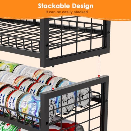 JKsmart 2-Tier Stackable Can Organizer, Extra-Long Can Rack for Pantry Storage, Adjustable Can Dispenser Holds Up to 64 Cans, 12mm Metal Frame, Super Sturdy Holders for Various Canned Food Soda-2 Pack - Image 6