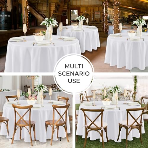 Fitable 8 Pack White Round Tablecloths 70 Inch for 36"-48" Tables - Image 5