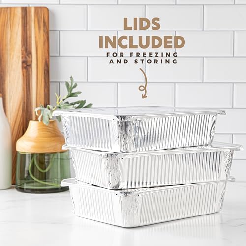 PLASTICPRO 10 Pack Aluminum Pans 12.5'' x 9" Disposable Pans with Covers Heavy Duty 8 lb Foil Pans for Baking and Cooking - Image 5