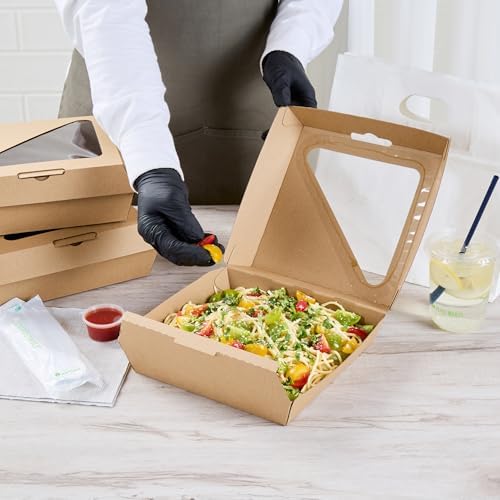 Restaurantware Clamshell Food Container 100 Count 8 x 8 x 3.31 Inches Paper Corrugated Take-Out Box Disposable Kraft Greaseproof Food Box For Burgers And Sandwiches - Image 5