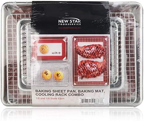 New Star Foodservice 1028768 Commercial-Grade Bun Pan/Baking Sheet, Baking Mat, Cooling Rack Combo, 1/8 and 1/4 Sizes Each - Image 4