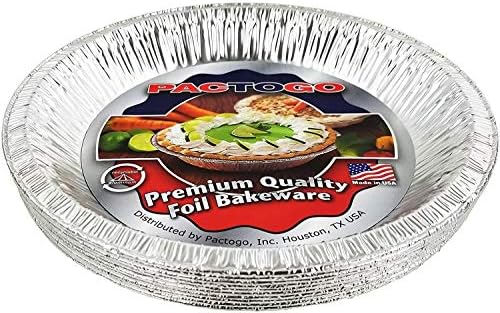 PACTOGO Aluminum Foil Pie Pan (Actual Top-Out 9-5/8 Inches - Top-In 8-3/4 Inches - Vertical Depth 1-3/16 Inches) - Disposable Baking Tin Plates (Pack of 200) by PACTOGO