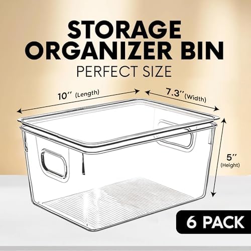 Clear Plastic Storage Bins with Lids, Perfect for Kitchen Organization or Pantry Organization and Storage, Stackable Fridge Organizer Bins, Storage Containers for Organizing, Cabinet Organizers - Image 2