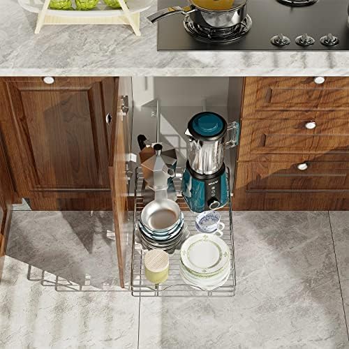 LOVMOR Pull Out Cabinet Organizer and Storage 20" W x 21" D, Slide Out Shelves for Kitchen Cabinets - Image 3