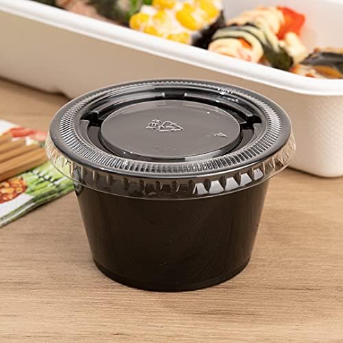 Restaurantware-Chef 101 4 Ounce Sauce Cups, 2000 Microwave-Safe Condiment Cups - Crack-Resistant, Disposable, Black Plastic Portion Cup, For Samples, Sauces, Or Toppings, Lids Sold Separately - Image 4