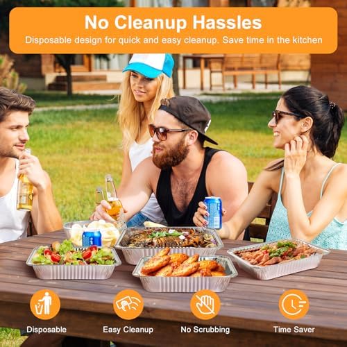 ® Aluminum Foil Pans with Foil Lids - 50 Pack, 7"×5", 1.5 LB Capacity, Disposable Containers for Baking, Meal Prep, Freezer Storage & Takeout. (50) - Image 6