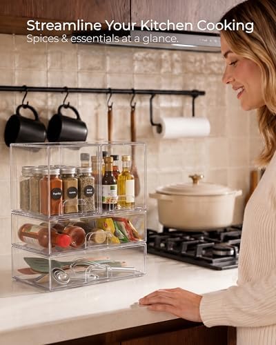 Stackable Storage Drawers Organizer Set of 4 for Bathroom Organizer Storage - Image 4