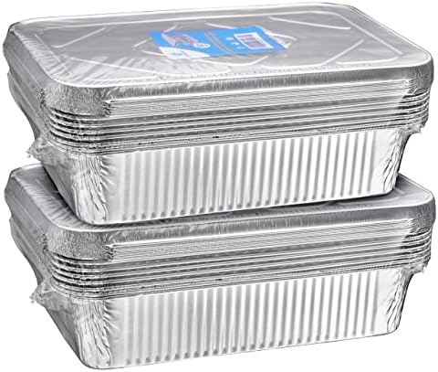 Diplastible 11x7 Disposable Aluminum Pans with Covers - 10 Pack - Pan with Foil Lids Perfect for Baking Cooking Food and Storage Container - Image 5
