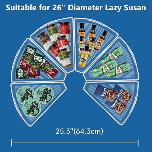 JOWBOOW Lazy Susan Organizer Bins for 26"-27" Diameter Corner Cabinet Lazy Susan, 6 Pack, Clear Plastic Cabinet and Pantry Storage Bin, 1/8 Wedge-Food Safe, BPA Free - Image 4