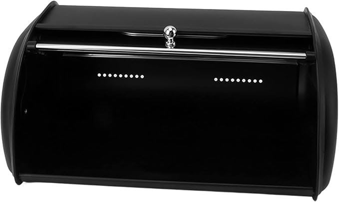 Metal Bread Box, Roll Up Top Lid Storage Container with Window Bread Holder Bin for Bread, Cookies, Bagels, Muffins, Ideal for Restaurant Home Kitchen Countertop (Black) - Image 7