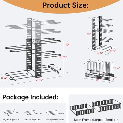 MUDEELA 8-Tier Adjustable Pots and Pans Organizer Rack under Cabinet, Blcak - Image 3