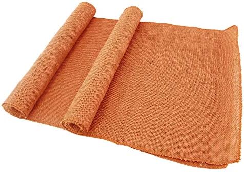 BambooMN Pumpkin 15" x 88" Vintage Burlap Table Runner for Rustic Wedding Bridal Shower Bachelorette Graduation Party Table Decor Decorations, 30 Pieces by BambooMN