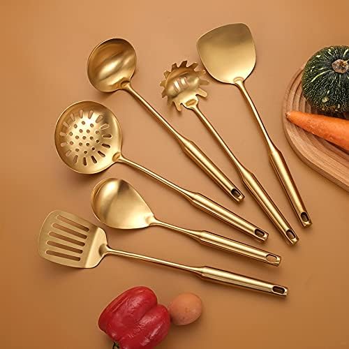 Pasta Fork, Pasta Spoon, Spaghetti Sever, 304 Stainless Steel Pasta Server, Gold Spaghetti Spoon Server, Heat Resistant, 12.63 inch - Image 4
