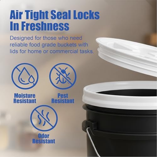 ePackageSupply 5 Gallon Bucket - Food Grade w/Lid BPA-Free, Black/White, 6 | Airtight Gamma Seal Screw-On Lid, Heavy-Duty 90 Mil HDPE Plastic, Food Safe and Durable Container, Bulk Storage, Made in USA - Image 5