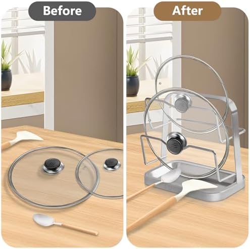 Pot Lid Holder While Cooking, 304 Stainless Steel Pot Lid Organizer and Spoon Rest for Stove top, Multifunctional Pot Lid Rack and Spoon Rest for Kitchen Counter - Image 5