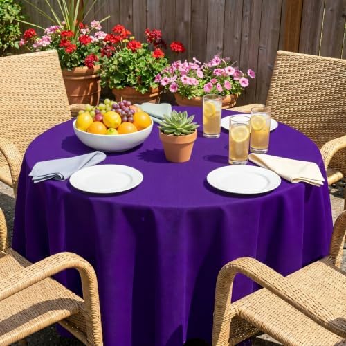 sancua Round Tablecloth, 80 Inch, Purple - Image 4