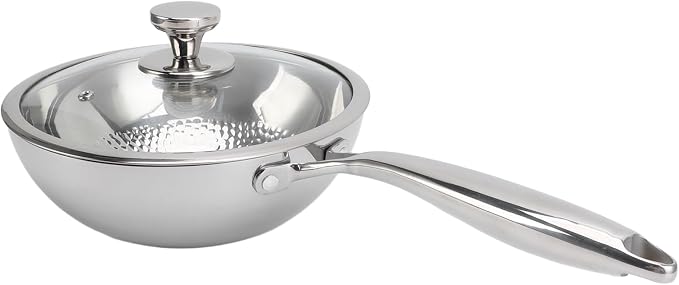 ZJchao 8 9 Inch Hammered 316 Stainless Steel Frying Pan Oven Dishwasher Safe Non Coated Premium Skillet for Cooking - Image 4